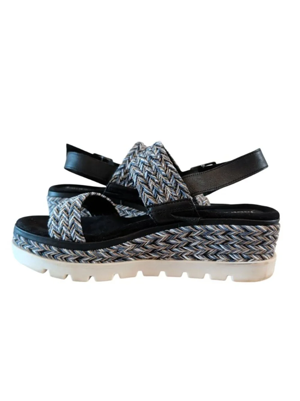 Jambu Destiny Women’s 9M Platform Wedge Sandals Braided Strappy Black Gray